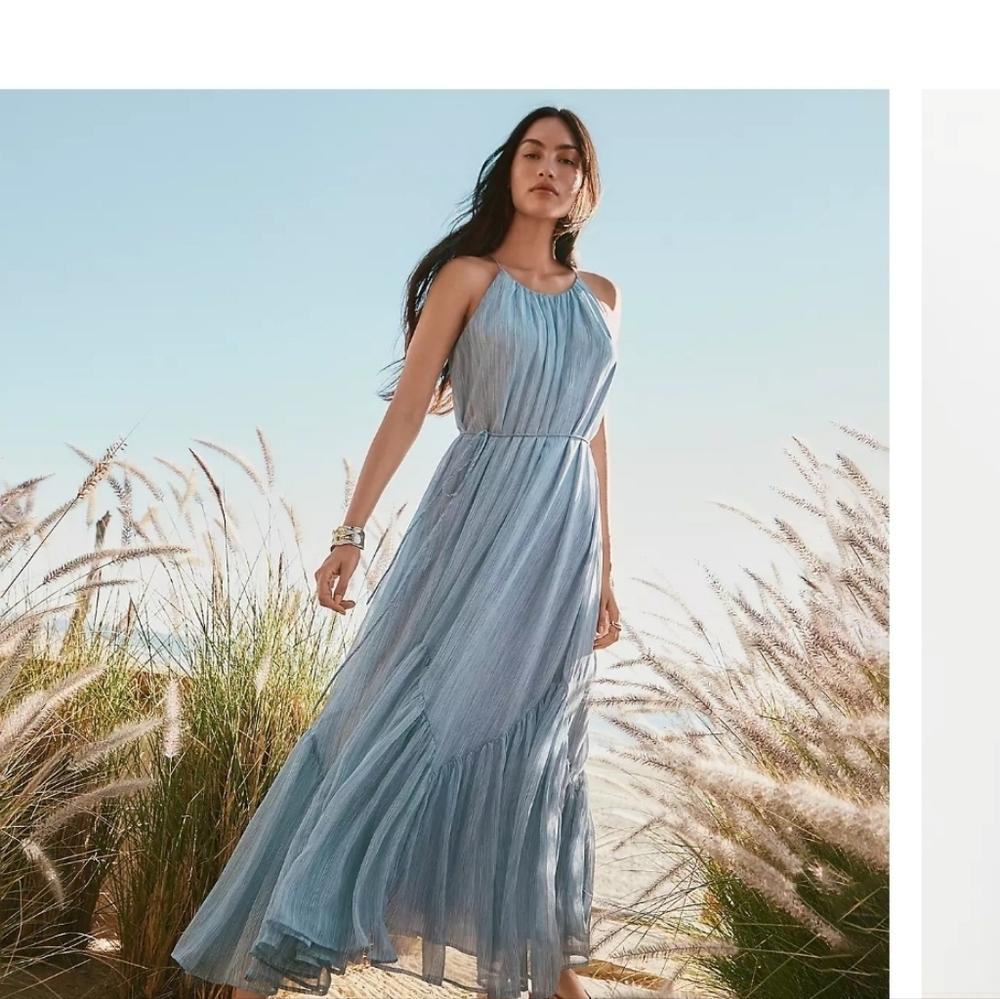 LOFT Striking Blue Halter Dress
